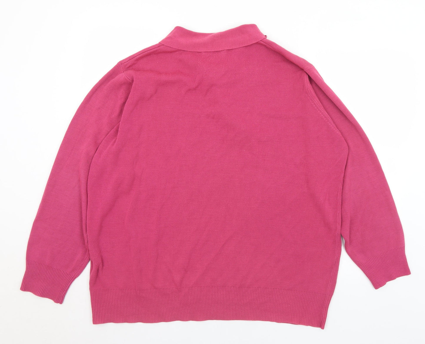 Andre De Brett Womens Pink Collared  Acrylic Pullover Jumper Size 20   - 20/22