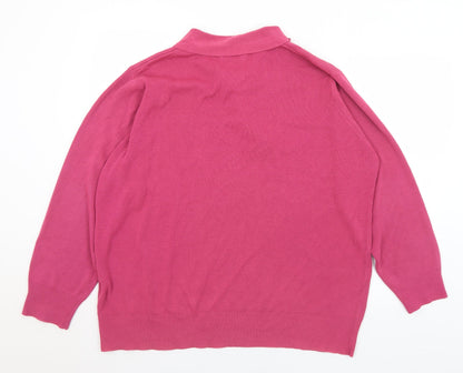 Andre De Brett Womens Pink Collared  Acrylic Pullover Jumper Size 20   - 20/22