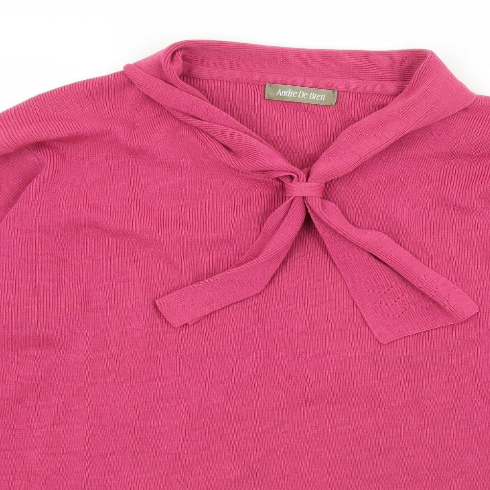 Andre De Brett Womens Pink Collared  Acrylic Pullover Jumper Size 20   - 20/22