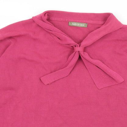Andre De Brett Womens Pink Collared  Acrylic Pullover Jumper Size 20   - 20/22