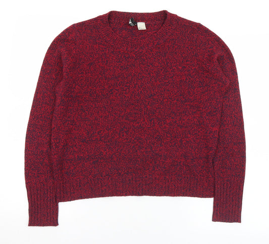 Womens UK Size S Divided Red Pullover Jumper