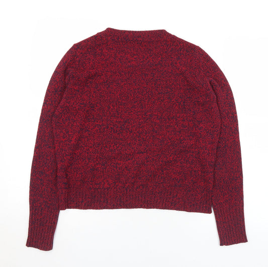 Womens UK Size S Divided Red Pullover Jumper