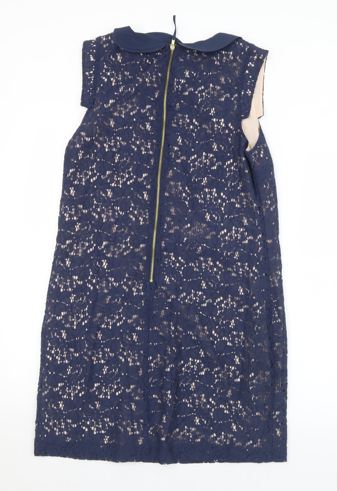 Oasis Womens Black  Cotton Pencil Dress  Size 12  Collared Zip