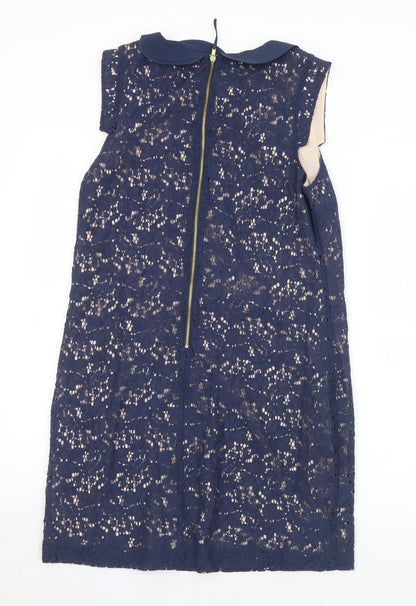 Oasis Womens Black  Cotton Pencil Dress  Size 12  Collared Zip