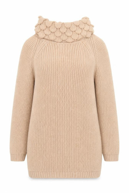 Piano Womens Beige Roll Neck  Acrylic Pullover Jumper Size M