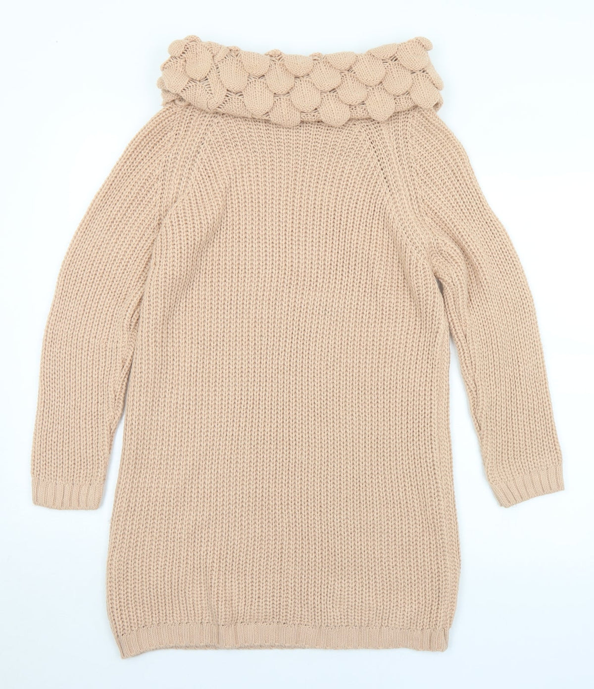 Piano Womens Beige Roll Neck  Acrylic Pullover Jumper Size M