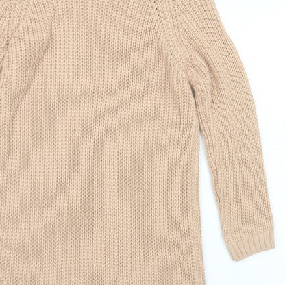 Piano Womens Beige Roll Neck  Acrylic Pullover Jumper Size M