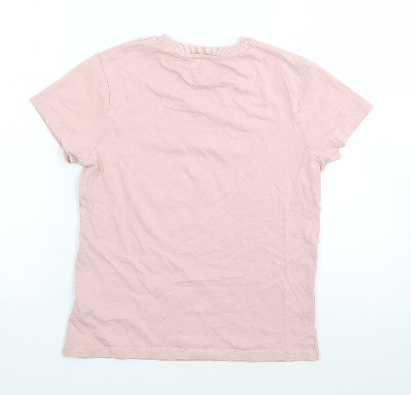 Marks and Spencer Boys Pink  100% Cotton Jersey T-Shirt Size 8-9 Years Crew Neck Pullover