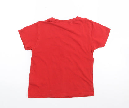 Primark Boys Red  100% Cotton Jersey T-Shirt Size 5-6 Years Crew Neck Pullover - Football
