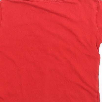 Primark Boys Red  100% Cotton Jersey T-Shirt Size 5-6 Years Crew Neck Pullover - Football