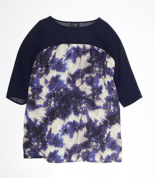 Principles Womens Blue Floral Polyester Shift  Size 16  Round Neck Pullover