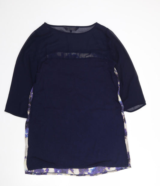 Principles Womens Blue Floral Polyester Shift  Size 16  Round Neck Pullover