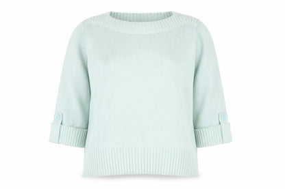 Bonmarché Womens Green Boat Neck Cotton Pullover Jumper Size S