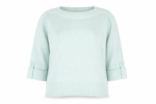 Bonmarché Womens Green Boat Neck Cotton Pullover Jumper Size S
