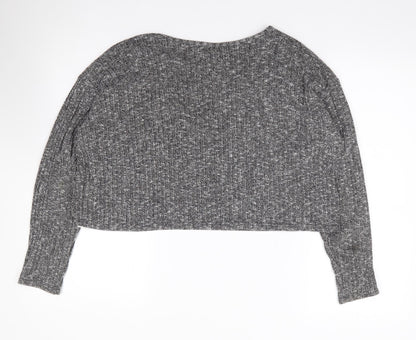Womens UK Size 8 Topshop Grey Jersey T-Shirt