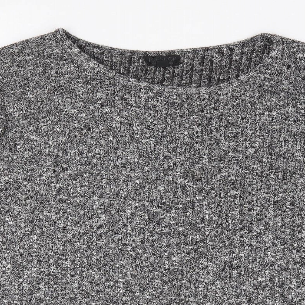 Womens UK Size 8 Topshop Grey Jersey T-Shirt
