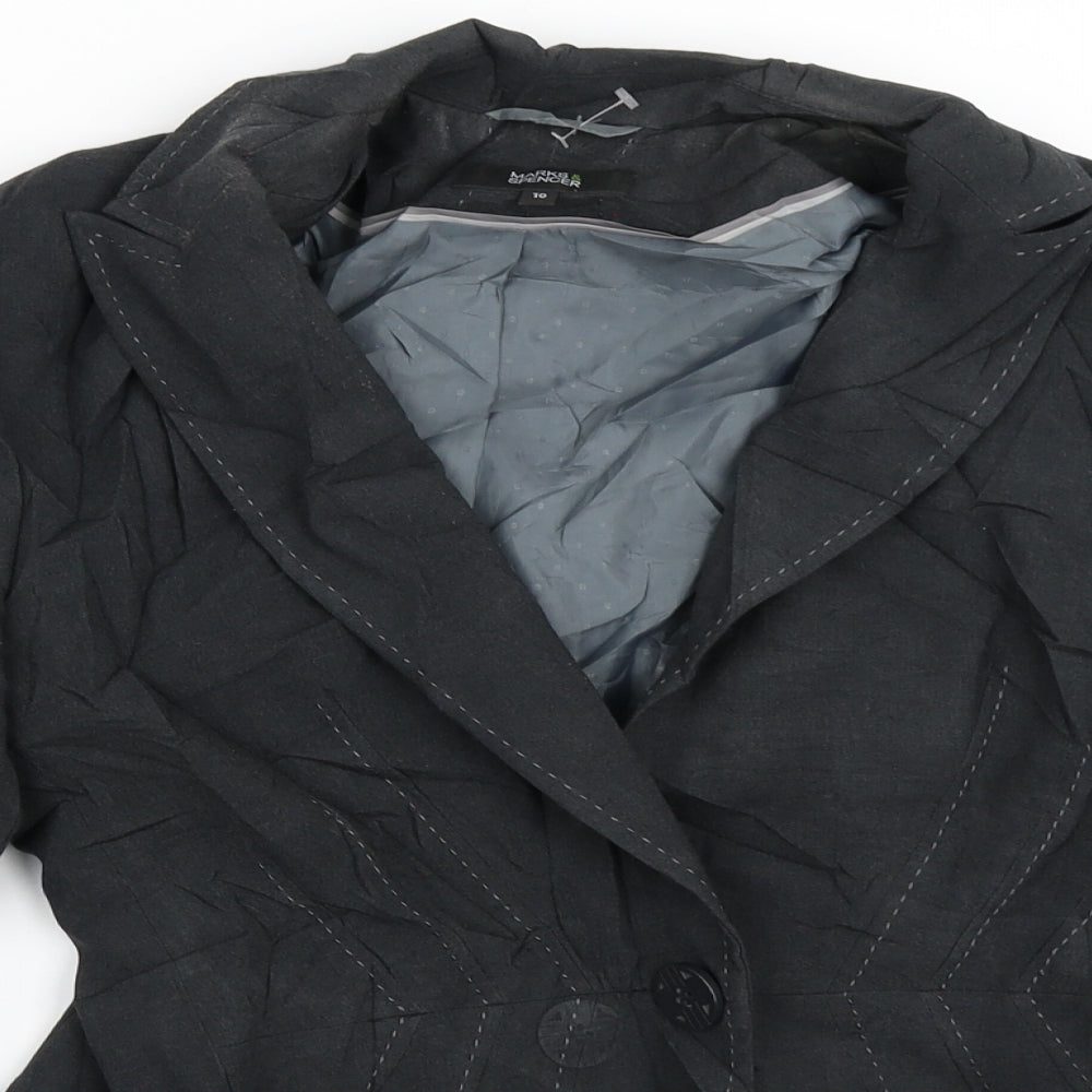 Marks & Spencer Womens Grey Striped  Jacket Blazer Size 10  Button