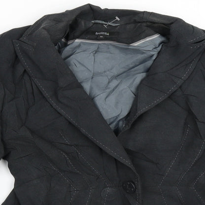 Marks & Spencer Womens Grey Striped  Jacket Blazer Size 10  Button