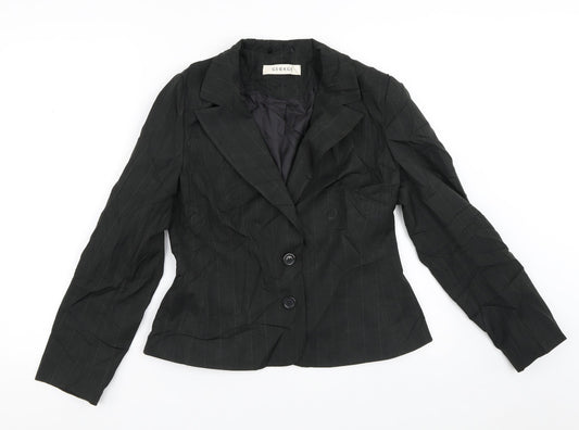 George Womens Black Striped  Jacket Blazer Size 12