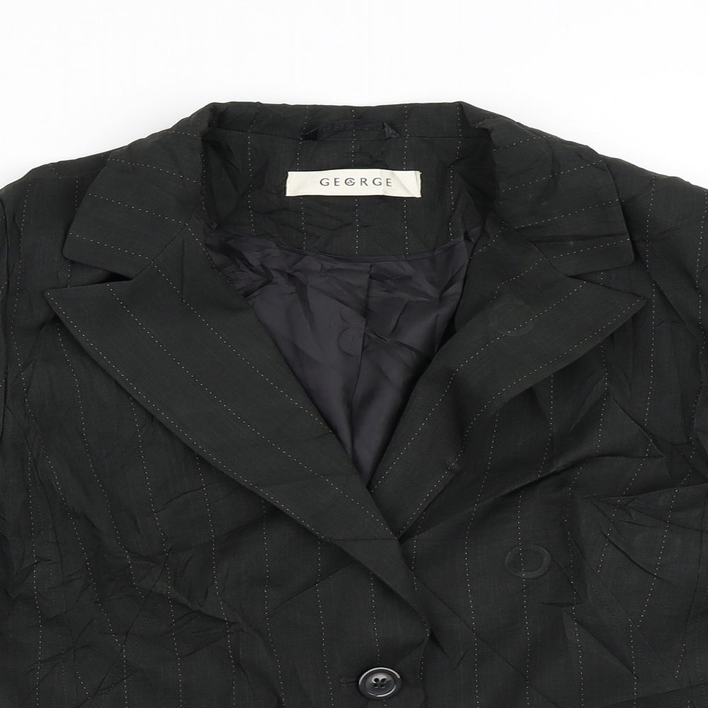 George Womens Black Striped  Jacket Blazer Size 12