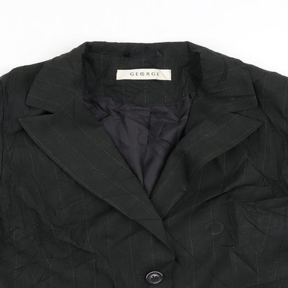 George Womens Black Striped  Jacket Blazer Size 12
