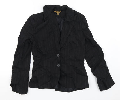 H&M Womens Black Striped  Jacket Blazer Size 12