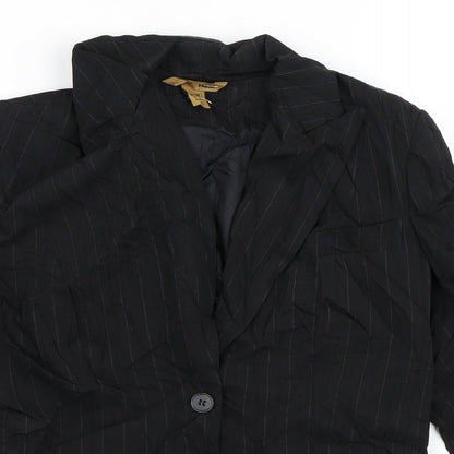 H&M Womens Black Striped  Jacket Blazer Size 12