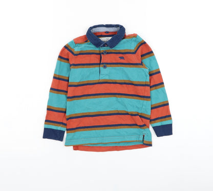 Marks and Spencer Girls Blue Animal Print Cotton Basic Polo Size 3-4 Years Collared Pullover