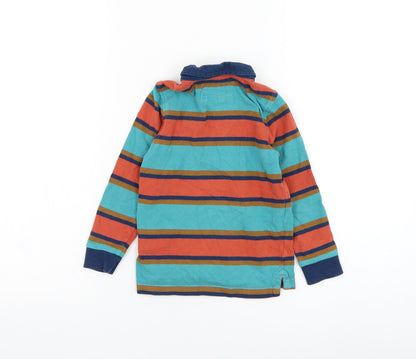 Marks and Spencer Girls Blue Animal Print Cotton Basic Polo Size 3-4 Years Collared Pullover