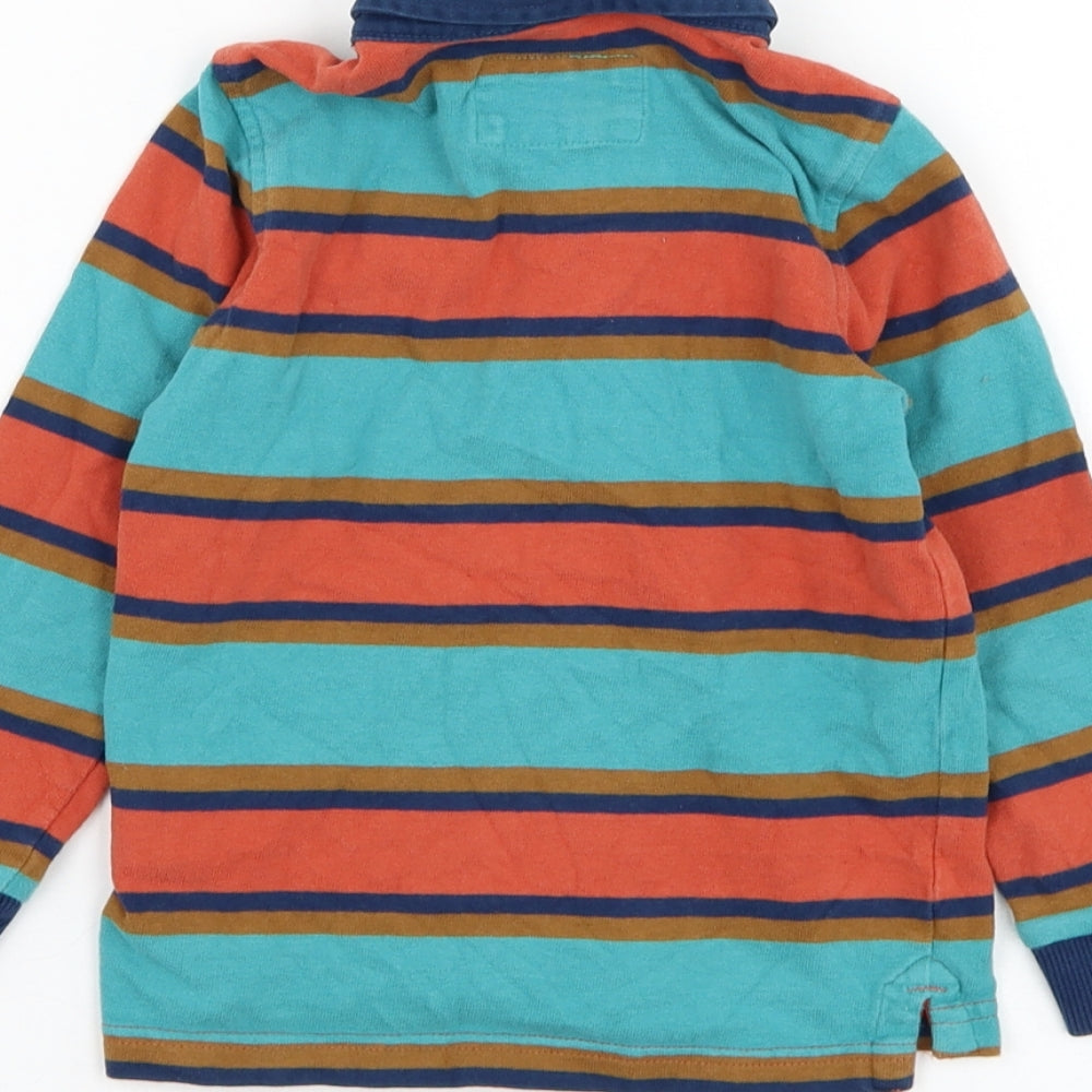 Marks and Spencer Girls Blue Animal Print Cotton Basic Polo Size 3-4 Years Collared Pullover