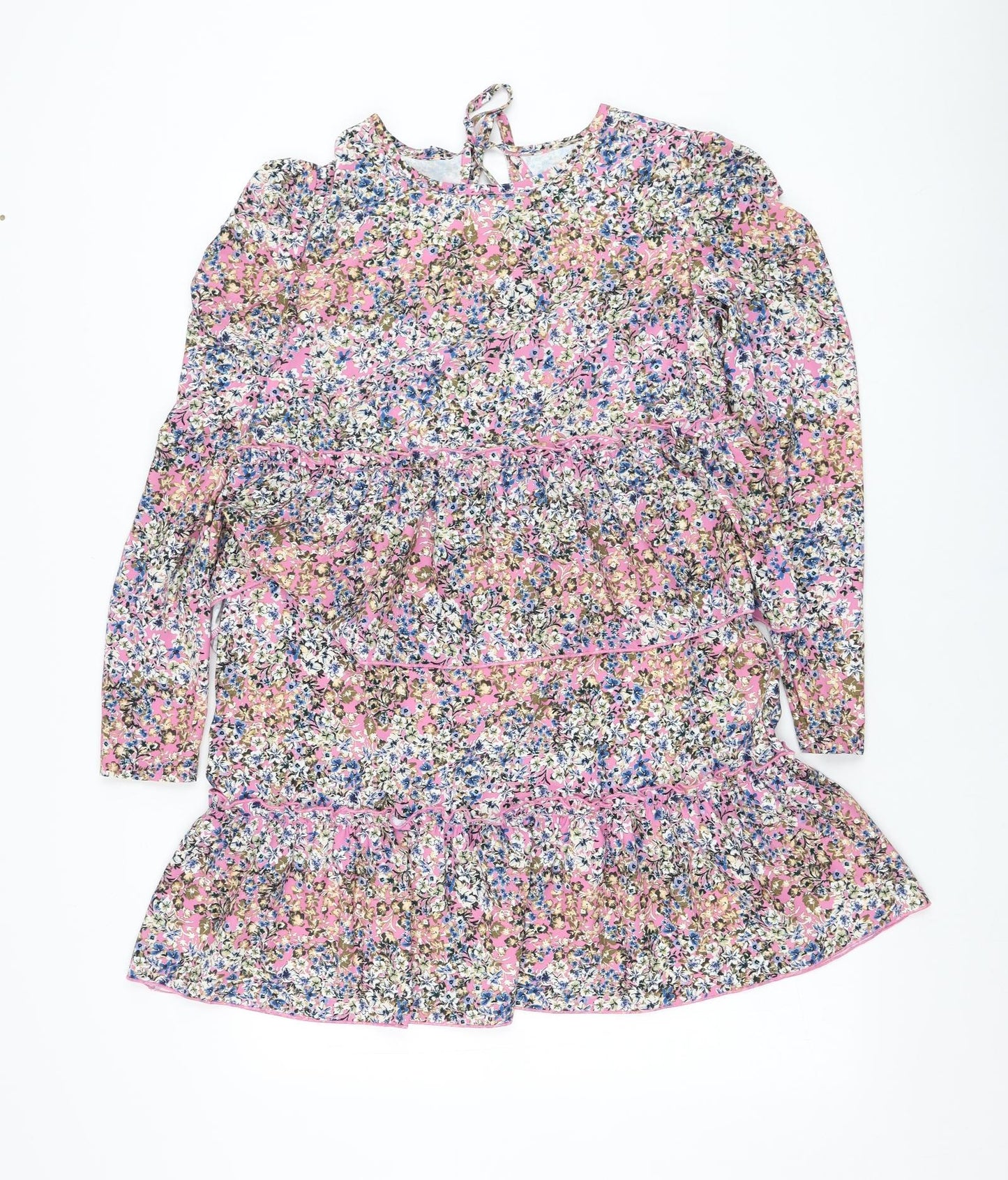 Never Fully Dressed Womens Pink Floral Polyester Trapeze & Swing  Size 8  Round Neck Pullover