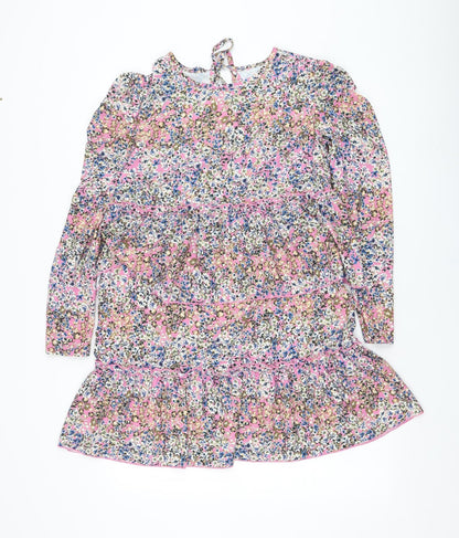 Never Fully Dressed Womens Pink Floral Polyester Trapeze & Swing  Size 8  Round Neck Pullover