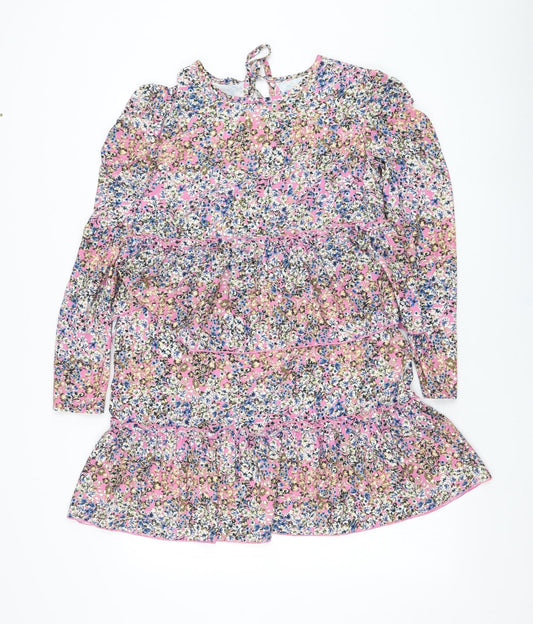 Never Fully Dressed Womens Pink Floral Polyester Trapeze & Swing  Size 8  Round Neck Pullover