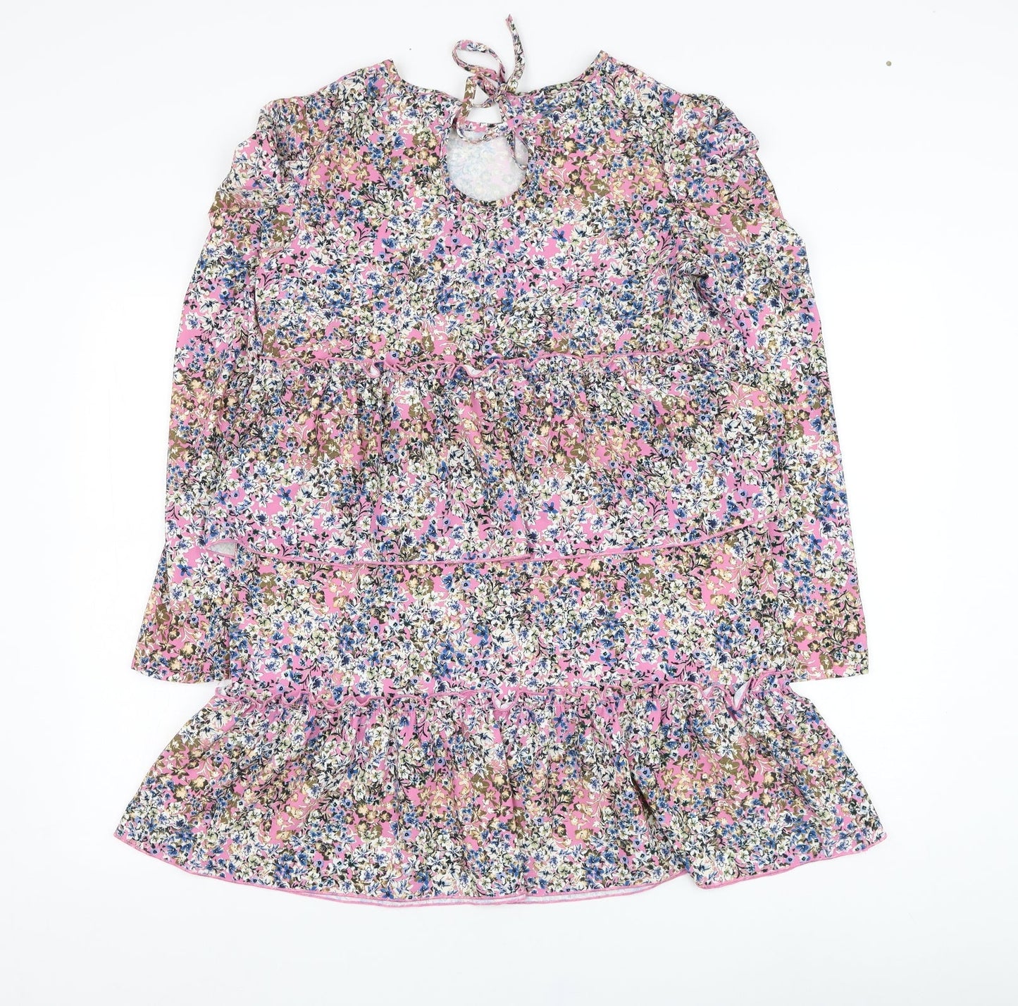 Never Fully Dressed Womens Pink Floral Polyester Trapeze & Swing  Size 8  Round Neck Pullover