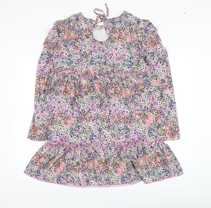 Never Fully Dressed Womens Pink Floral Polyester Trapeze & Swing  Size 8  Round Neck Pullover