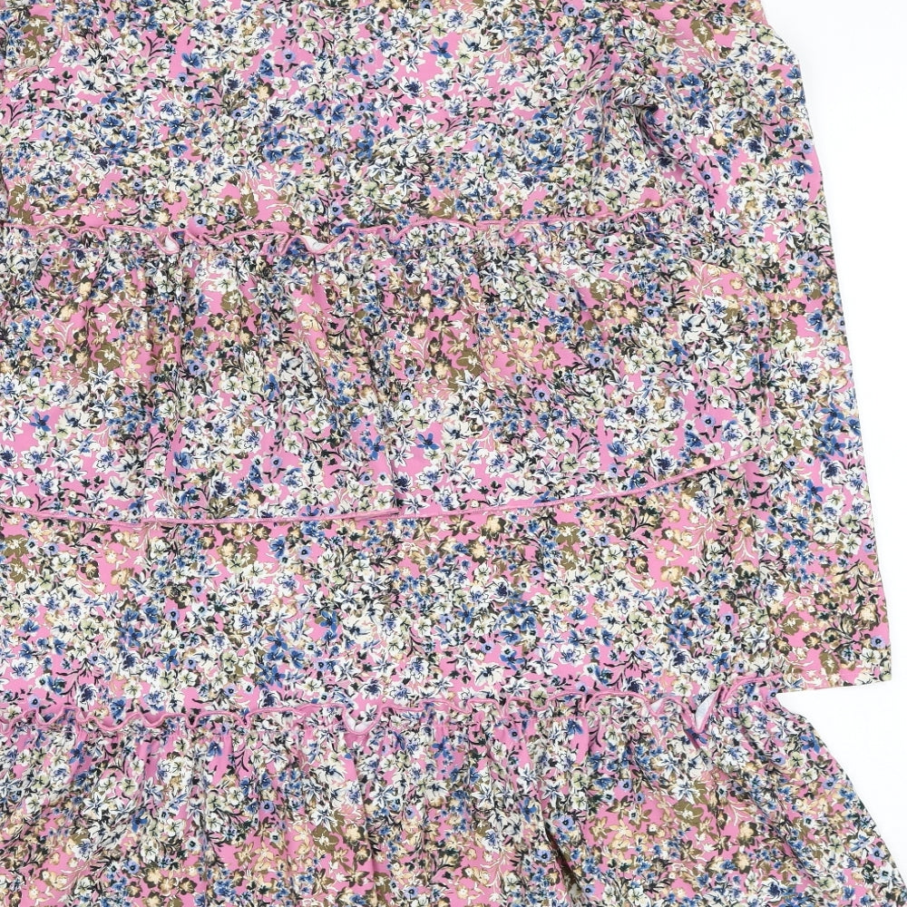 Never Fully Dressed Womens Pink Floral Polyester Trapeze & Swing  Size 8  Round Neck Pullover