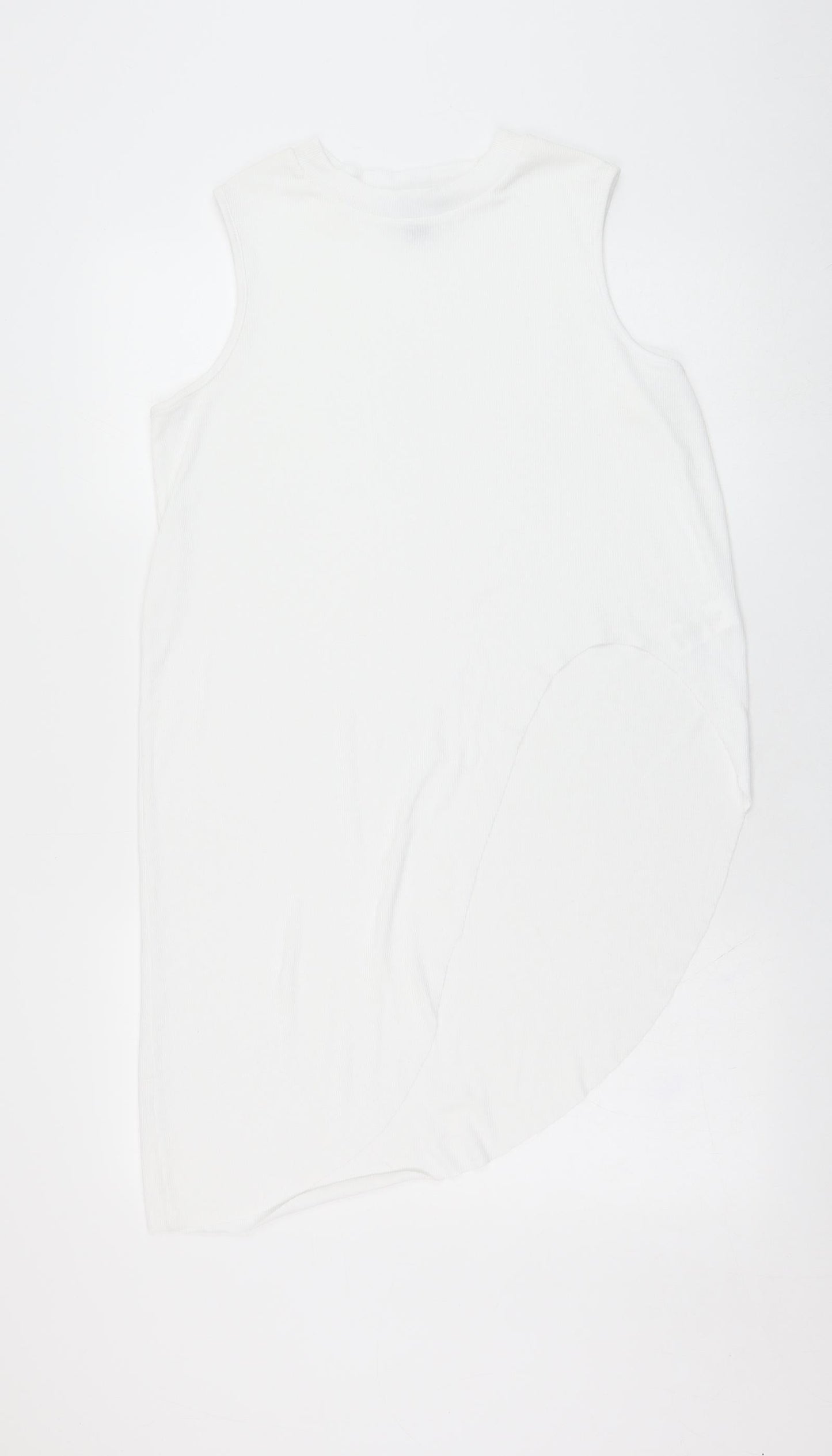 Atmosphere Womens White  Polyester Basic Tank Size 14 Mock Neck - Asymmetrical