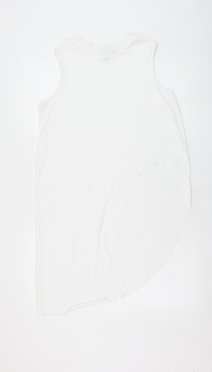 Atmosphere Womens White  Polyester Basic Tank Size 14 Mock Neck - Asymmetrical