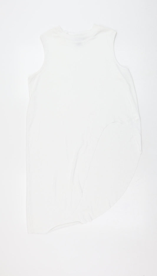 Atmosphere Womens White  Polyester Basic Tank Size 14 Mock Neck - Asymmetrical