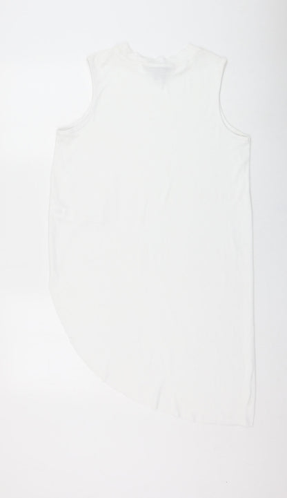 Atmosphere Womens White  Polyester Basic Tank Size 14 Mock Neck - Asymmetrical