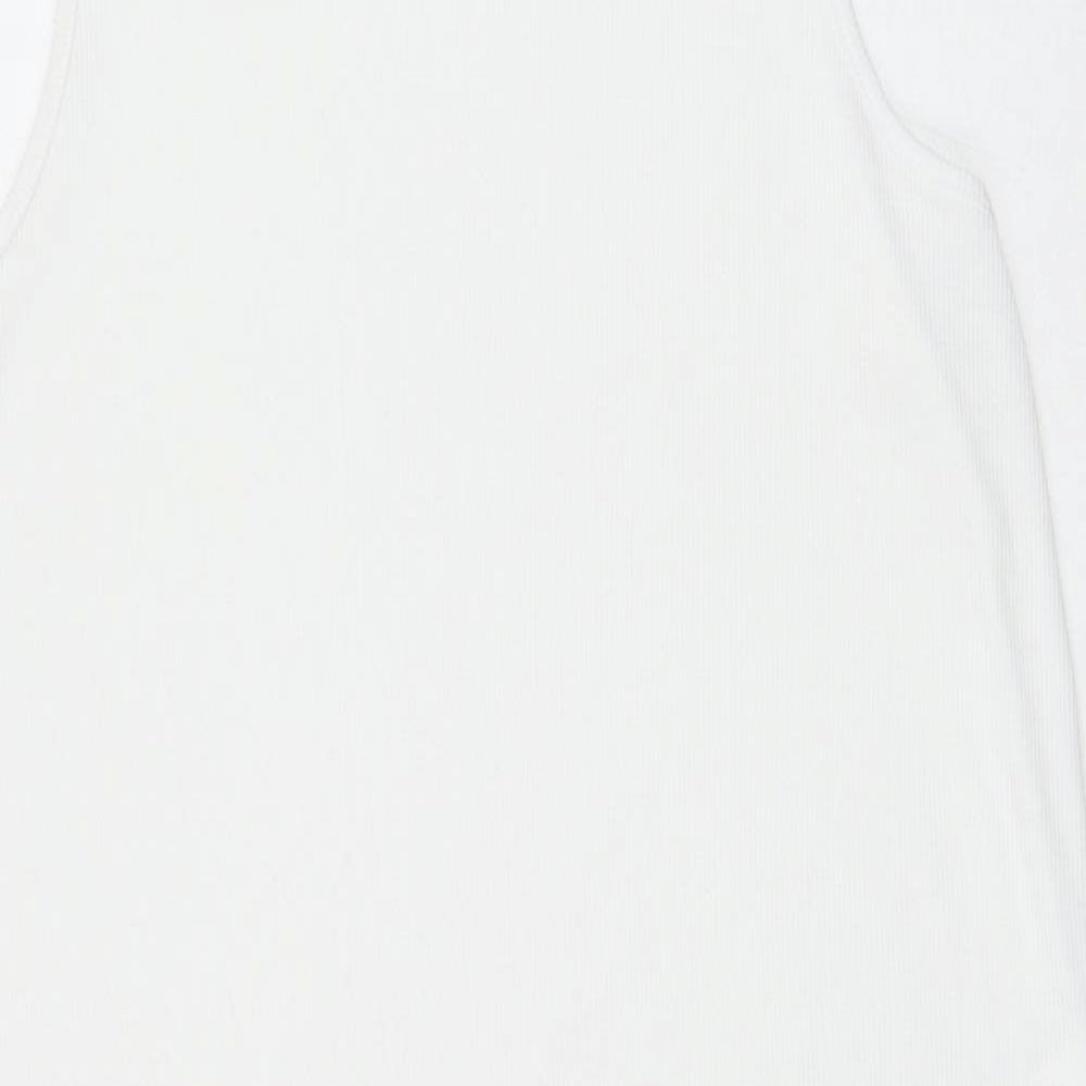 Atmosphere Womens White  Polyester Basic Tank Size 14 Mock Neck - Asymmetrical