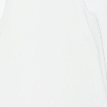 Atmosphere Womens White  Polyester Basic Tank Size 14 Mock Neck - Asymmetrical
