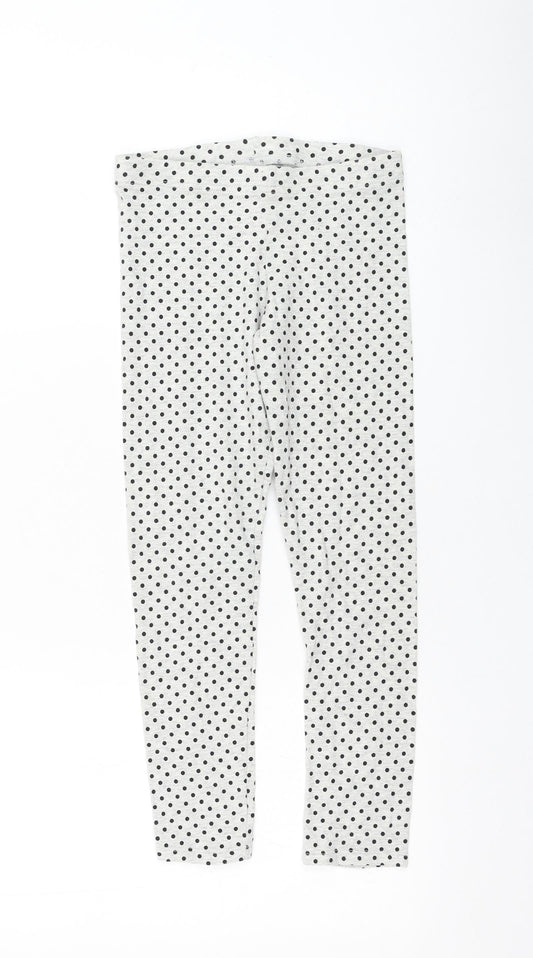 F&F Girls Grey Polka Dot Cotton Jogger Trousers Size 8-9 Years  Regular Pullover - Leggings