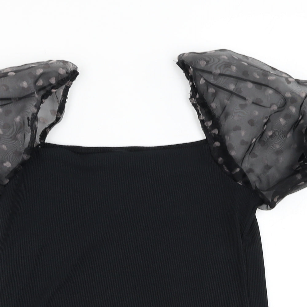 Womens UK Size 10 New Look Black Basic Blouse