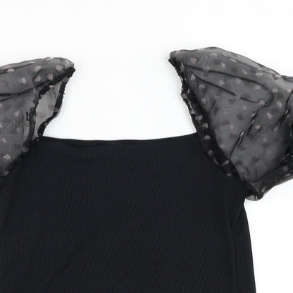 Womens UK Size 10 New Look Black Basic Blouse