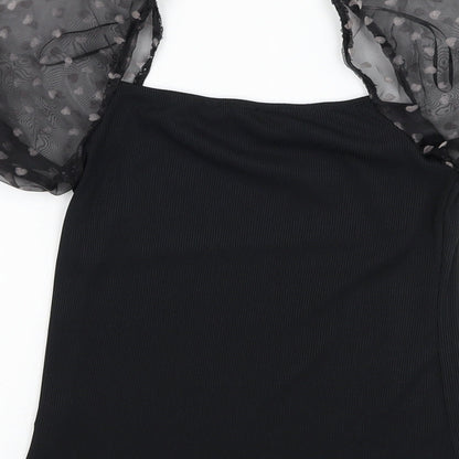 Womens UK Size 10 New Look Black Basic Blouse