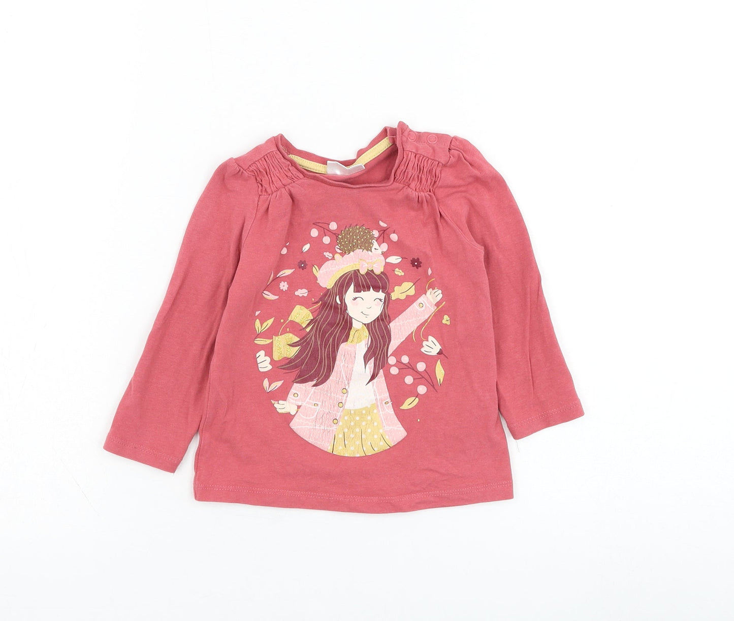 So Cute Girls Pink  Cotton Basic T-Shirt Size 9-12 Months Round Neck Pullover