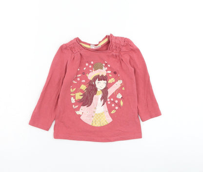 So Cute Girls Pink  Cotton Basic T-Shirt Size 9-12 Months Round Neck Pullover