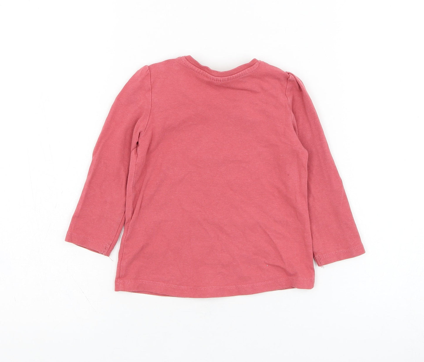 So Cute Girls Pink  Cotton Basic T-Shirt Size 9-12 Months Round Neck Pullover