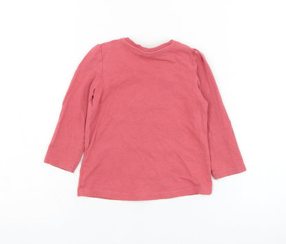 So Cute Girls Pink  Cotton Basic T-Shirt Size 9-12 Months Round Neck Pullover